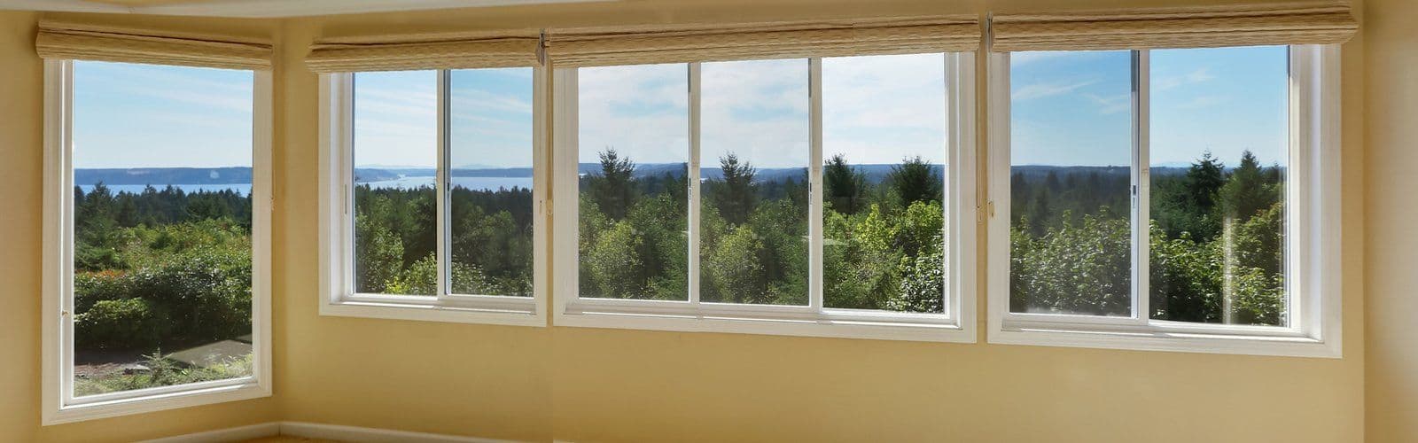 Living room with new 3-lite slider window installed in Milwaukee, WI